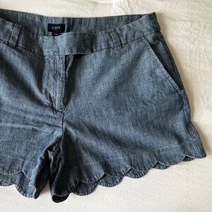 J.Crew Factory Chambray short with scalloped hem